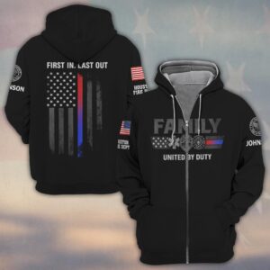 Custom Name & Department First Responder Family United By Duty #DQH0483 - Zip Hoodie