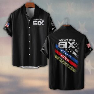 Custom Name & Department We Got Your 6ix First Responders #DQH0485 - Short Sleeve Button Shirt