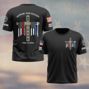 Custom Name & Department Honor The Fallen Thank The Living First Responders #DQH0486 - T-shirt