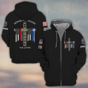 Custom Name & Department Honor The Fallen Thank The Living First Responders #DQH0486 - Zip Hoodie