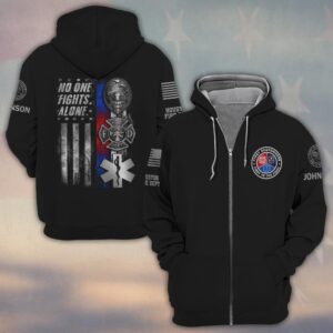Custom Name & Department First Responders United – No One Stands Alone #DQH0487 - Zip Hoodie