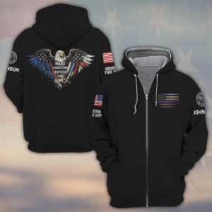 Custom Name & Department Eagle of the Front Line #DQH0488 - Zip Hoodie