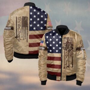 Custom Name & Department We The People America Firefighter #DQH0498 - Bomber Jacket