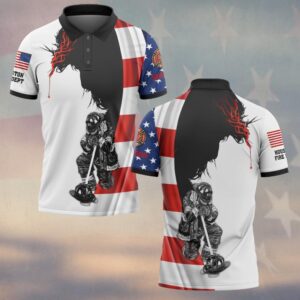 Custom Name & Department Kneel For The Fallen 343 Tribute Firefighters #DQH0514 - Polo