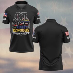 Custom Name & Department First Responder Stand Together USA 250 #DQH0586 - Polo