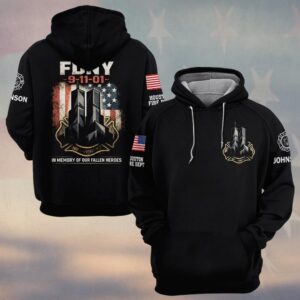 Custom Name & Department Twin Towers In Memory Of Our Fallen Heroes Tribute Firefighters 911 #DQH0597 - Hoodie