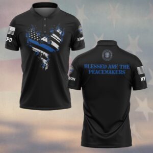 Custom Name & Station Law Enforcement Eagle Blessed Are The Peacemakers V2 #DQH0605 - Polo