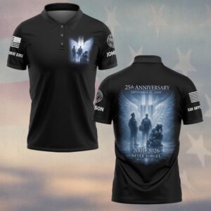 Custom Name & Department Never Forget 25th Anniversary 911 First Responders #DQH0609 - Polo