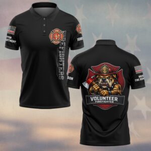 Custom Name & Department Volunteer Firefighter Bulldog #DQH0996 - Polo