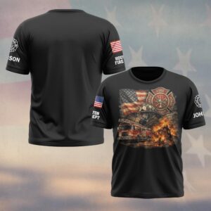 Custom Name & Department Answer the Call Fireground Valor Firefighter #DQH0648 - T-shirt