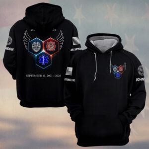 Custom Name & Department Heroes United September 11 25 Years Anniversary First Responders #DQH0652 - Hoodie