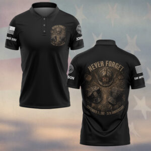Custom Name & Department September 11 25th Anniversary First Responders Gears Never Forget #DQH0664 - Polo