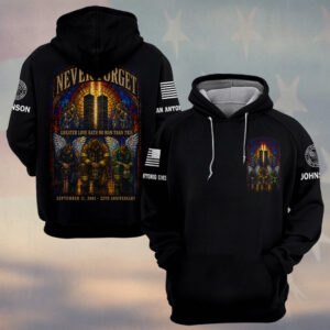 Custom Name & Department September 11 25th Anniversary Greater Love Hath No Man Than This First Responders #DQH0666 - Hoodie