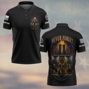 Custom Name & Department September 11 25th Anniversary Greater Love Hath No Man Than This First Responders #DQH0666 - Polo