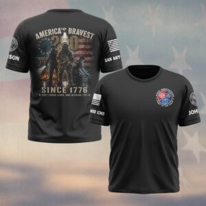 Custom Name & Department America’s Bravest 250: Three Lines, One Mission First Responders #DQH0670 - T-shirt