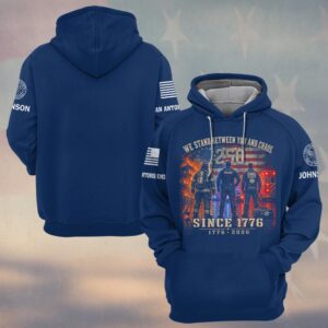 Custom Name & Department Stand Between Chaos – 250 Years Strong First Responders #DQH0671 - Hoodie