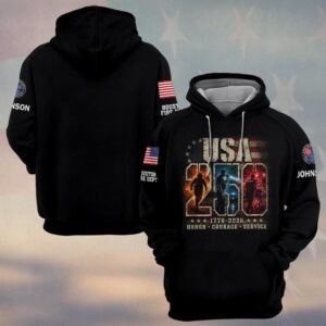 Custom Name & Department USA 250: Honor - Courage - Service First Responders #DQH0673 - Hoodie