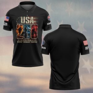 Custom Name & Department USA 250: Honor - Courage - Service First Responders #DQH0673 - Polo