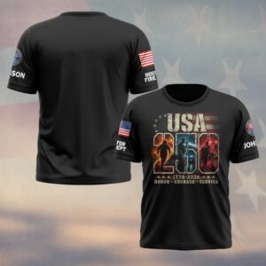 Custom Name & Department USA 250: Honor - Courage - Service First Responders #DQH0673 - T-shirt