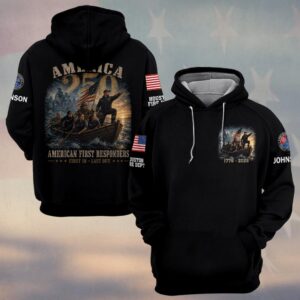 Custom Name & Department America 250: First In, Last Out Legacy First Responders #DQH0674 - Hoodie