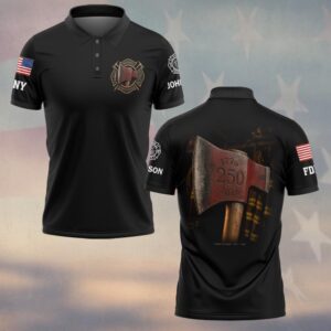 Custom Name & Department Forged in Steel: 250 Years Strong First Responders #DQH0675 - Polo