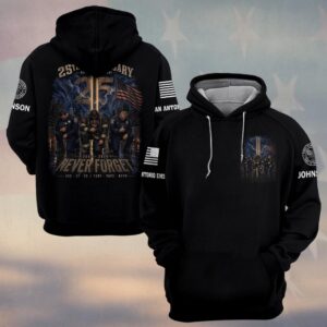 Custom Name & Department 9/11 25th Anniversary Kneeling for the Fallen NYPD FDNY PAPD First Responders #DQ0680 - Hoodie