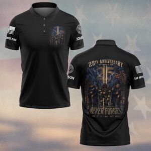 Custom Name & Department 9/11 25th Anniversary Kneeling for the Fallen NYPD FDNY PAPD First Responders #DQ0680 - Polo