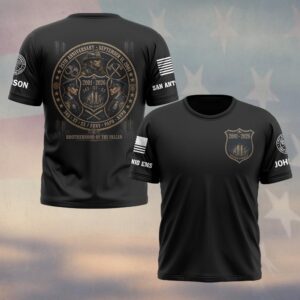 Custom Name & Department 9/11 25th Anniversary FDNY PAPD NYPD Brotherhood First Responders #DQH0682 - T-shirt
