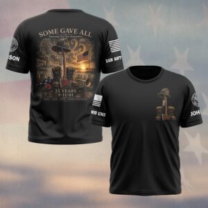 Custom Name & Department 9/11 25th Anniversary Some Gave All Never Forgotten First Responders #DQH0683 - T-shirt