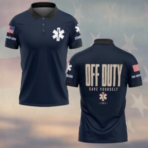 Custom Name & Department Off Duty Save Yourself EMS  First Responders #DQH0692 - Polo
