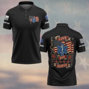 Custom Name & Department Live Die Serve: Vintage EMS Legacy First Responders #DQH0696 - Polo