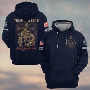 Custom Name & Dept Train Up A Child Firefighter Fathers Day #DQH0710 - Hoodie