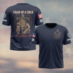 Custom Name & Dept Train Up A Child Firefighter Fathers Day #DQH0710 - T-shirt