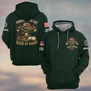 Custom Name & Dept Firefighter By Day Dad By Night Firefighter Fathers Day #DQH0712 - Hoodie