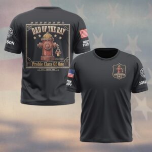 Custom Name & Dept Dad Of The Appartus Bay Firefighter Fathers Day #DQH0715 - T-shirt