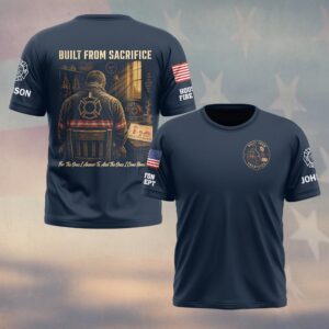 Custom Name & Dept Built From Sacrifice Firefighter Fathers Day #DQH0721 - T-shirt