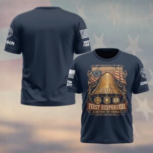 Custom Name & Department First Responders USA 250 Liberty Holds The Line #DQH0730 - T-shirt