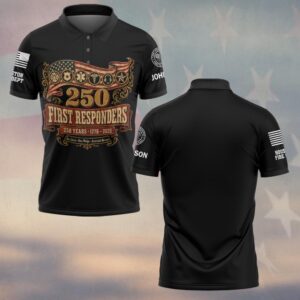 Custom Name & Department First Responders USA 250 Six Lines One Pledge America's Bravest #DQH0731 - Polo