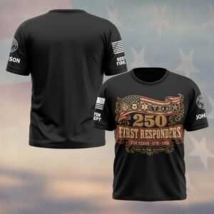 Custom Name & Department First Responders USA 250 Six Lines One Pledge America's Bravest #DQH0731 - T-shirt