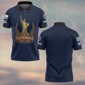 Custom Name & Department First Responders USA 250 Statue Of Liberty #DQH0735 - Polo