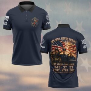 Custom Name & Department First Responders 9/11 25 Years Anniversary Brotherhood Of The Fallen #DQH0737 - Polo