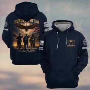 Custom Name & Department First Responders 9/11 25 Years Anniversary Heroes United Eagle #DQH0739 - Hoodie