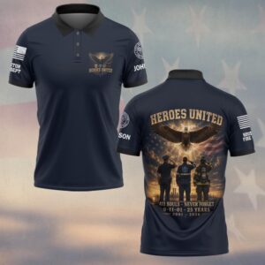 Custom Name & Department First Responders 9/11 25 Years Anniversary Heroes United Eagle #DQH0739 - Polo