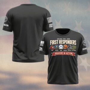 Custom Name & Department First Responders USA 250 Bravery In Action Headgear Squad #DQH0742 - T-shirt