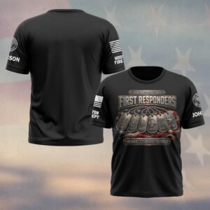 Custom Name & Department First Responders USA 250 Honor Service Sacrifice Dog Tag #DQH0743 - T-shirt