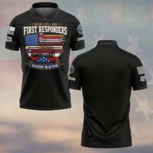 Custom Name & Department First Responders USA 250 First Responders Gear Bravery In Action #DQH0746 - Polo