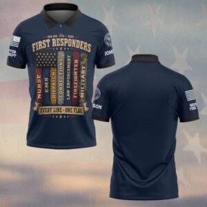Custom Name & Department First Responders USA 250 Every Line One Flag #DQH0747 - Polo