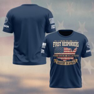 Custom Name & Department First Responders USA 250 Bravery In Action United States Map #DQH0750 - T-shirt