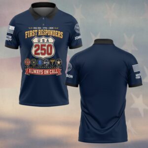 Custom Name & Department First Responders USA 250 Always On Call Highway Route #DQH0753 - Polo