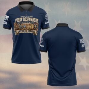 Custom Name & Department First Responders USA 250 America's Bravest #DQH0756 - Polo